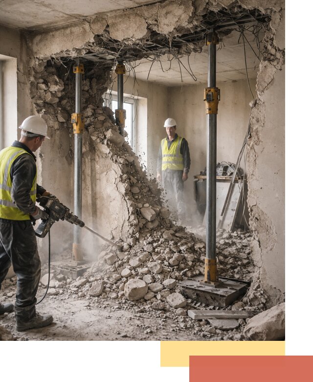 Снос несущих стен в Магадане с гарантией безопасности и качества