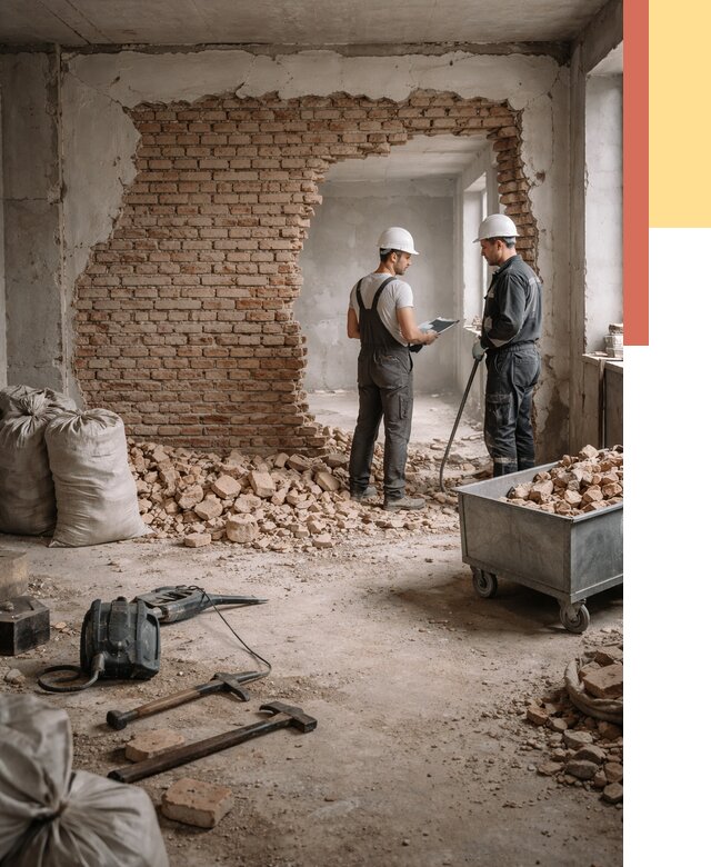 Демонтаж кирпичных стен в Магадане от 4294 руб. — быстро, недорого, под ключ | ОТДЕЛОЧНИК-Мгд