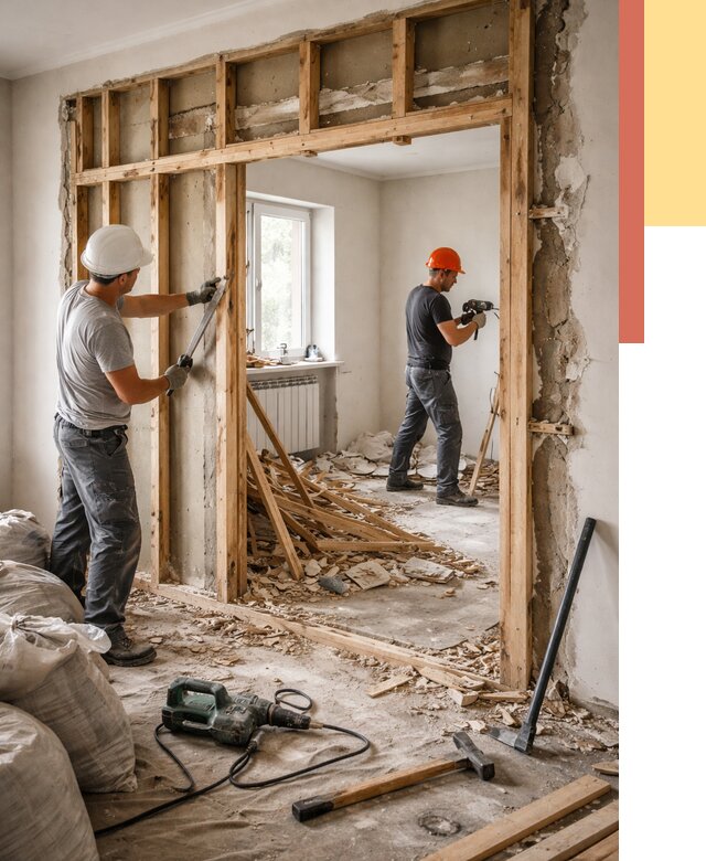 Демонтаж деревянных перегородок в Магадане от 3271 руб. — быстро и недорого | ОТДЕЛОЧНИК-Мгд