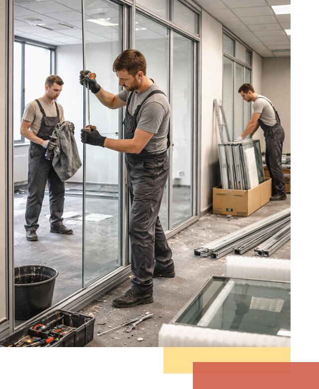 Демонтаж стеклянных перегородок в Магадане быстро и безопасно