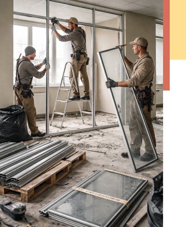 Демонтаж алюминиевых перегородок в Магадане от 4294 руб. — быстро и недорого | ОТДЕЛОЧНИК-Мгд