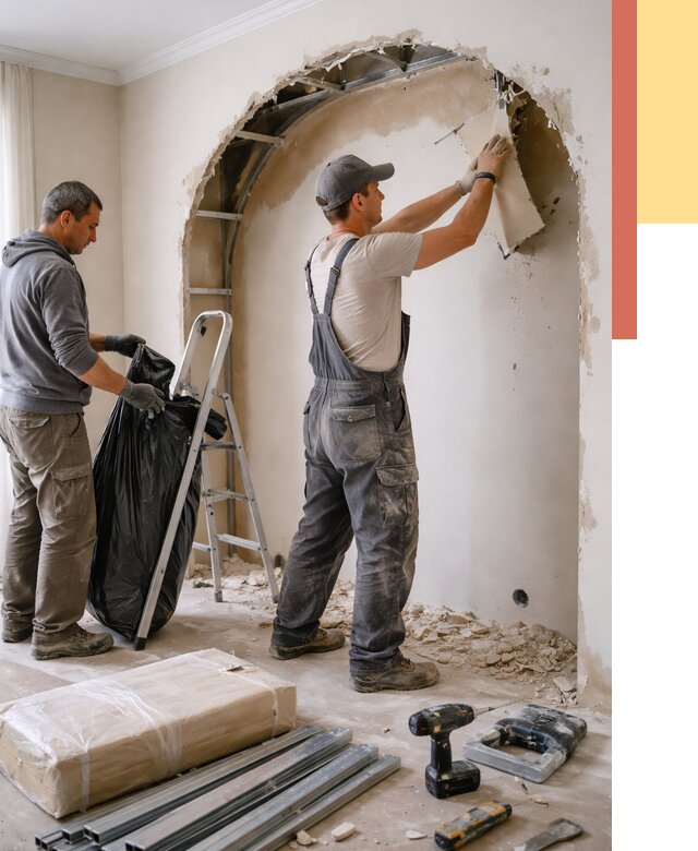 Демонтаж арки из гипсокартона в Магадане от 3578 руб. — услуги под ключ | ОТДЕЛОЧНИК-Мгд