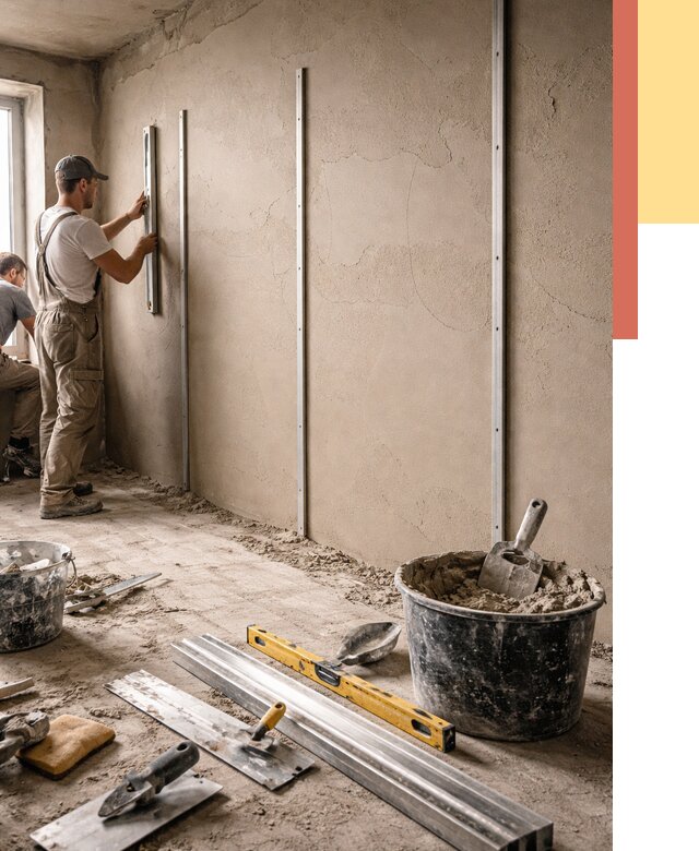 Штукатурка стен по маякам в Магадане от 5623 руб./м² — выравнивание под ключ | ОТДЕЛОЧНИК-Мгд