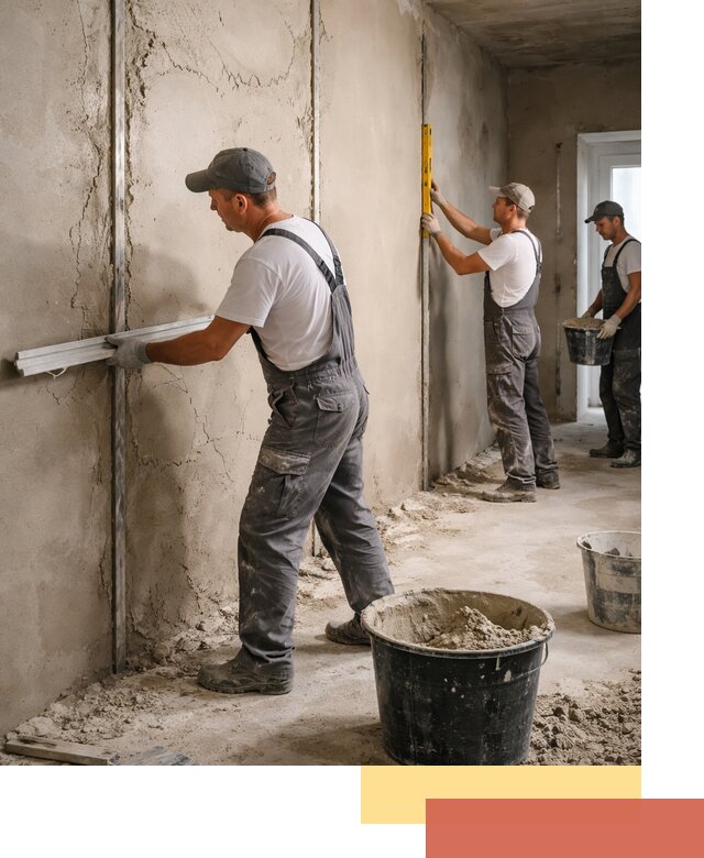 Штукатурка стен по маякам в Магадане — точная и ровная поверхность