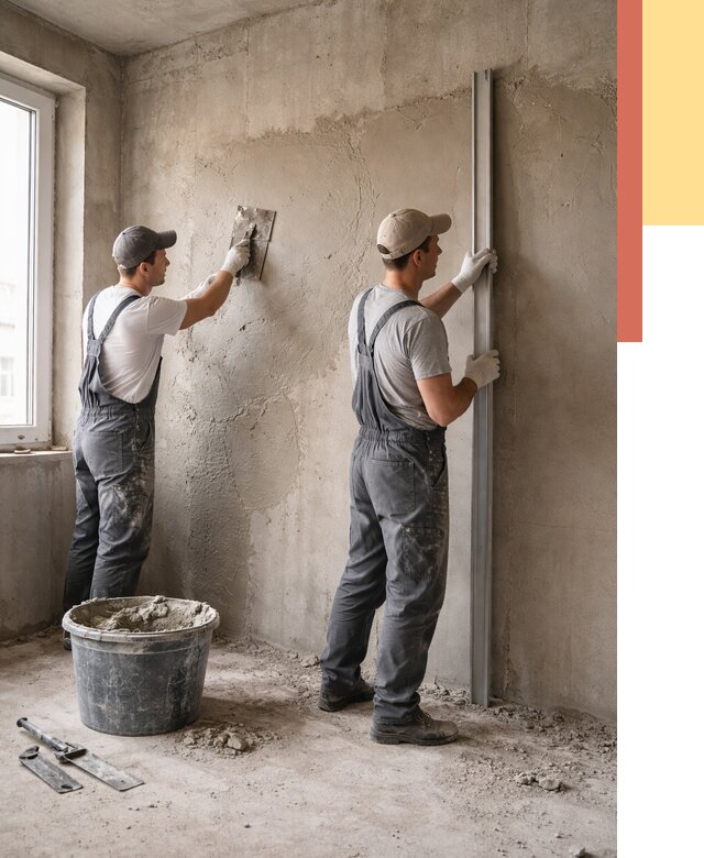 Штукатурка бетонных стен в Магадане от 4600 руб/м² — качественно и быстро | ОТДЕЛОЧНИК-Мгд