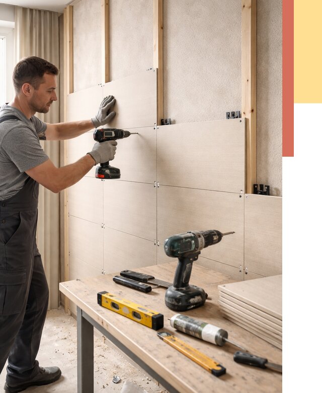 Монтаж МДФ панелей на стены в Магадане от 1278 руб. под ключ | ОТДЕЛОЧНИК-Мгд