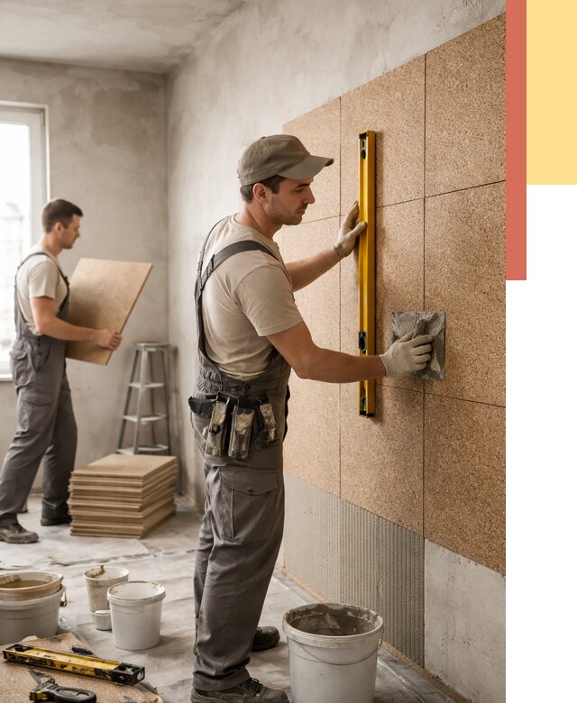 Монтаж пробковых панелей на стены в Магадане от 3578 руб. — ОТДЕЛОЧНИК-Мгд