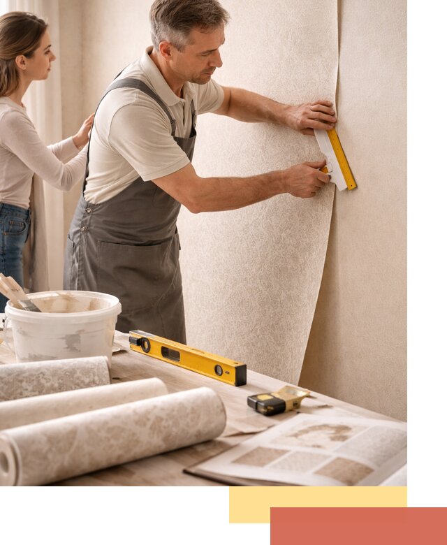 Поклейка обоев с подбором рисунка в Магадане