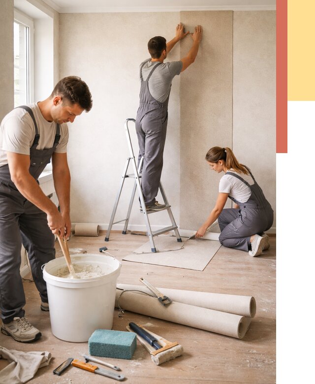 Оклейка стен обоями в Магадане от 3578 руб/м2 — быстро и недорого | ОТДЕЛОЧНИК-Мгд