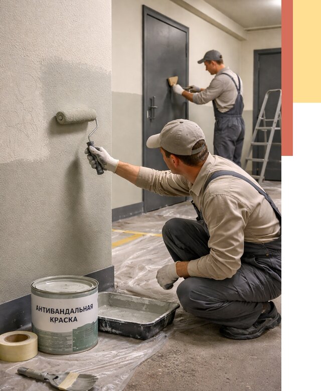 Покраска стен антивандальной краской в Магадане от 4600 руб./м² под ключ | ОТДЕЛОЧНИК-Мгд