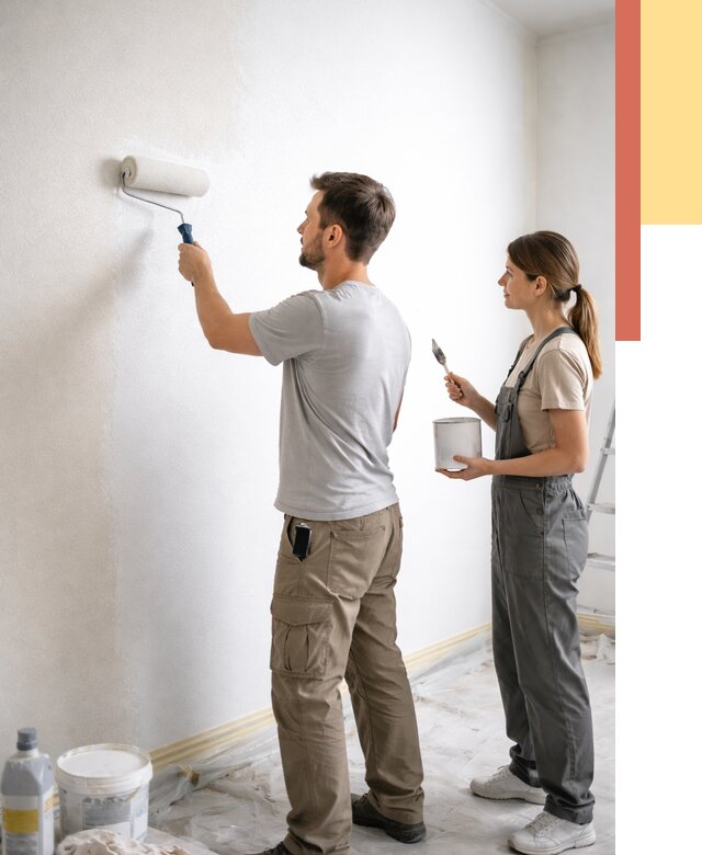 Окраска стен по стеклохолсту в Магадане от 4600 руб/м² под ключ | ОТДЕЛОЧНИК-Мгд