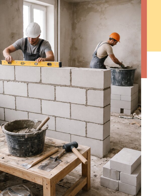 Кладка перегородок из газобетона в Магадане от 3271 руб. под ключ | ОТДЕЛОЧНИК-Мгд