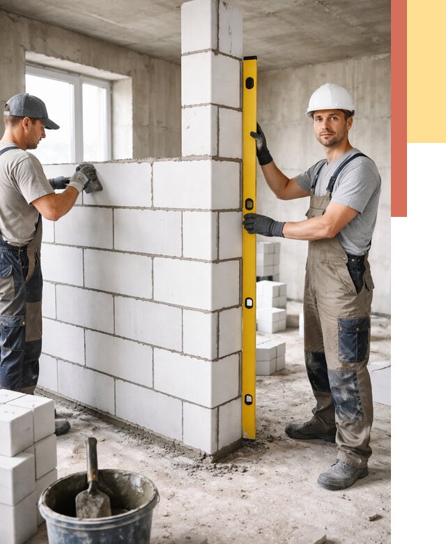 Кладка перегородок из пеноблока в Магадане от 1840 руб. под ключ | ОТДЕЛОЧНИК-Мгд