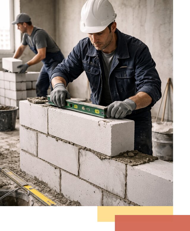 Кладка перегородок из пеноблока под ключ в Магадане