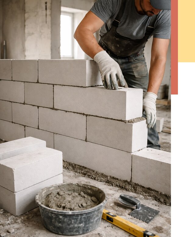 Кладка перегородок из силикатного блока в Магадане от 4089 руб. под ключ | ОТДЕЛОЧНИК-Мгд