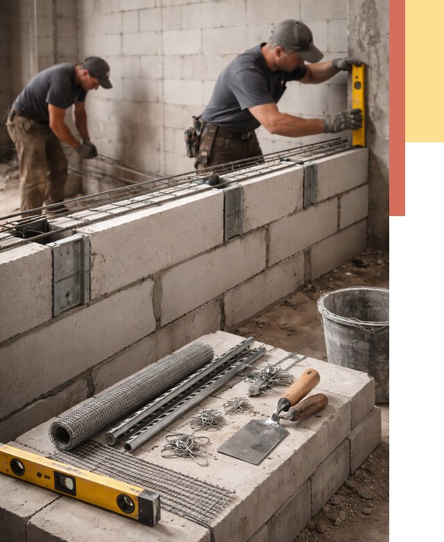 Армирование кладки перегородок в Магадане от 767 руб. под ключ | ОТДЕЛОЧНИК-Мгд