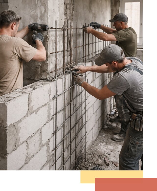 Армирование кладки перегородок в Магадане профессионально и надёжно