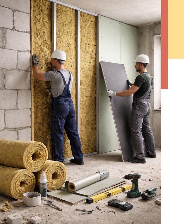 Шумоизоляция перегородок из блоков в Магадане от 1891 руб./м² — быстро и недорого | ОТДЕЛОЧНИК-Мгд