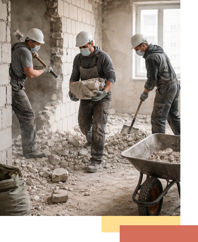 Демонтаж блочных перегородок в Магадане быстро и аккуратно