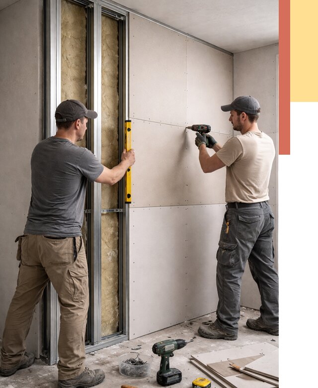 Монтаж двухслойной перегородки из гипсокартона в Магадане от 1482 руб. | ОТДЕЛОЧНИК-Мгд