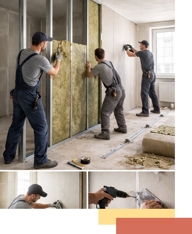 Перегородка из гипсокартона с шумоизоляцией в Магадане — монтаж под ключ