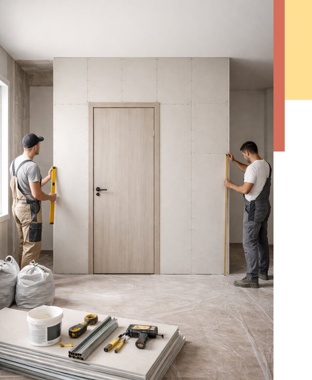 Перегородка из гипсокартона с дверью в Магадане от 4600 руб. под ключ | ОТДЕЛОЧНИК-Мгд