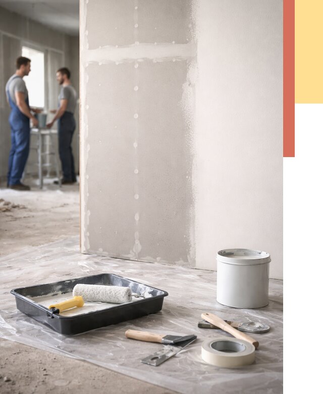 Покраска перегородок из гипсокартона в Магадане от 4600 руб. под ключ | ОТДЕЛОЧНИК-Мгд