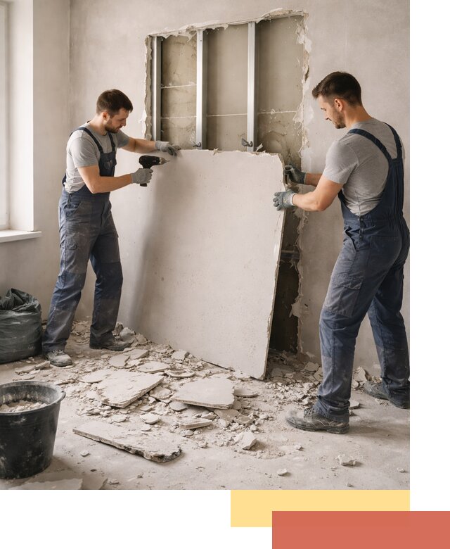 Демонтаж перегородки из гипсокартона в Магадане быстрый и аккуратный