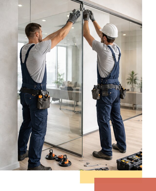 Безрамные стеклянные перегородки под ключ в Магадане