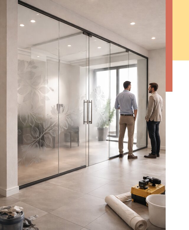 Стеклянные перегородки с рисунком в Магадане от 12779 руб. монтаж и нанесение | ОТДЕЛОЧНИК-Мгд