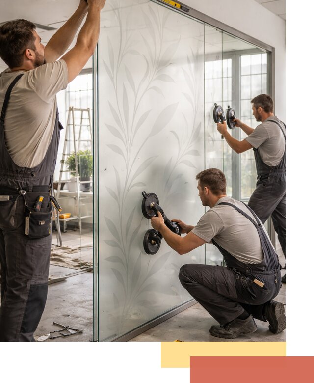 Стеклянные перегородки с рисунком на заказ в Магадане