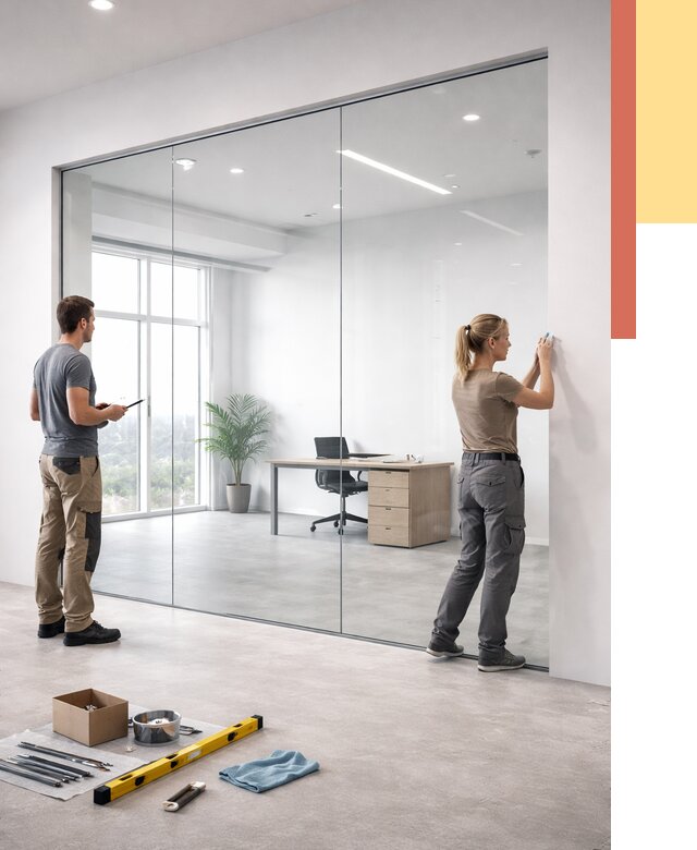 Перегородки из закаленного стекла в Магадане от 9712 руб. под ключ | ОТДЕЛОЧНИК-Мгд