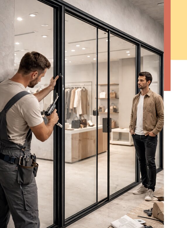 Стеклянные перегородки для магазинов в Магадане от 8383 руб. под ключ | ОТДЕЛОЧНИК-Мгд