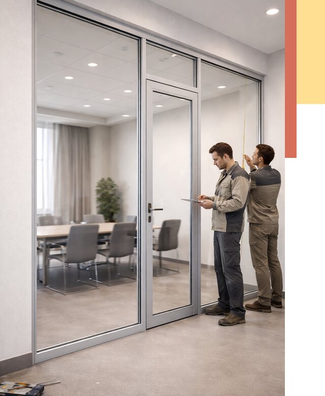 Установка и монтаж алюминиевых перегородок со стеклом в Магадане от 8383 руб. | ОТДЕЛОЧНИК-Мгд