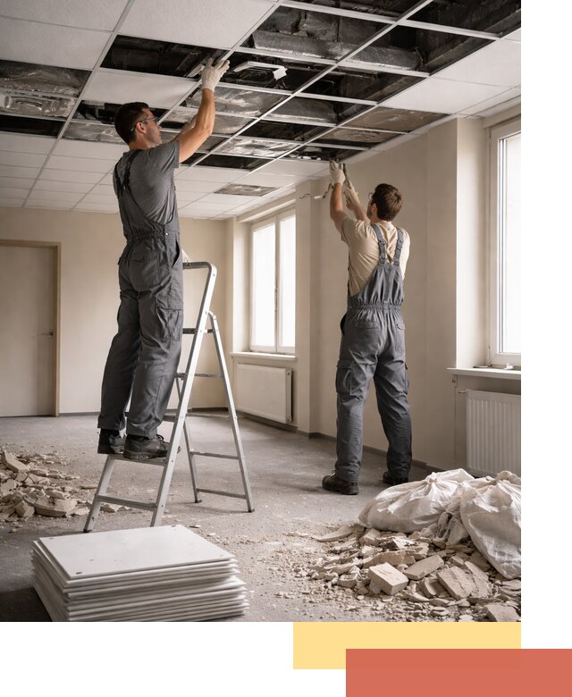 Демонтаж потолков Армстронг профессионально в Магадане