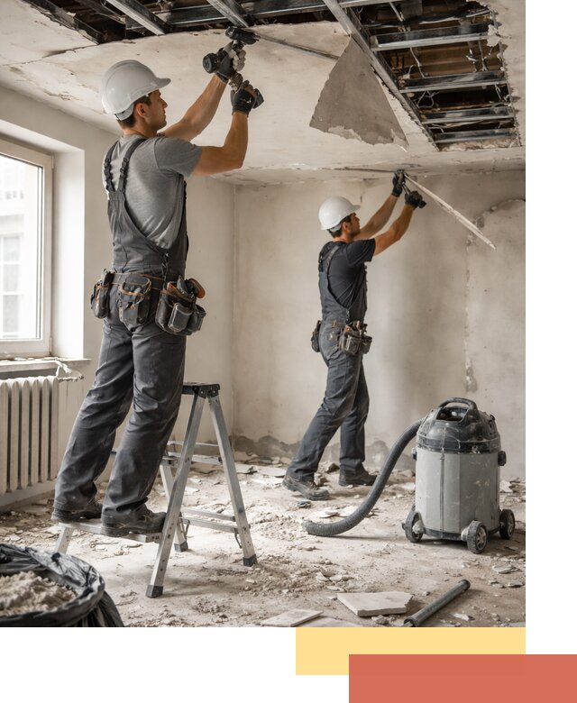 Демонтаж гипсокартонного потолка в Магадане быстро и аккуратно