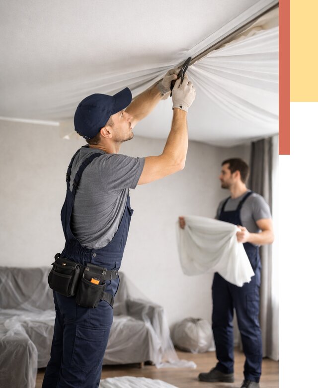 Демонтаж натяжного потолка в Магадане от 4600 руб. — снятие и разбор под ключ | ОТДЕЛОЧНИК-Мгд