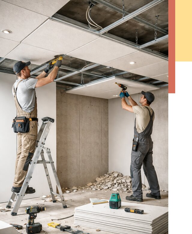 Монтаж акустического потолка в Магадане от 6645 руб/м2 — быстро и недорого | ОТДЕЛОЧНИК-Мгд