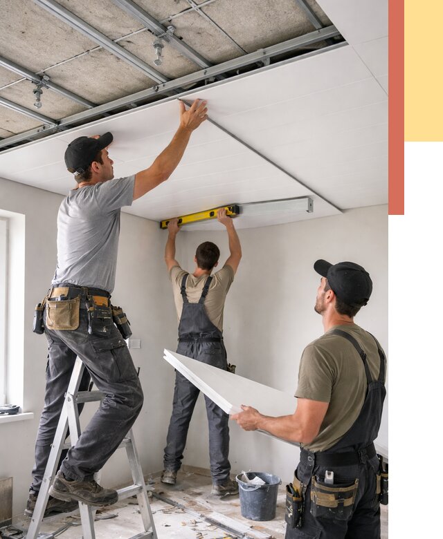 Монтаж потолка из ПВХ панелей в Магадане от 3578 руб./м2 — быстро и недорого | ОТДЕЛОЧНИК-Мгд