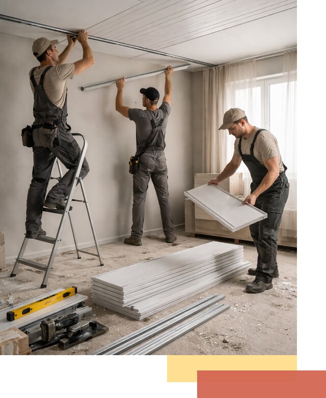 Монтаж потолка из ПВХ панелей в Магадане оперативно и качественно