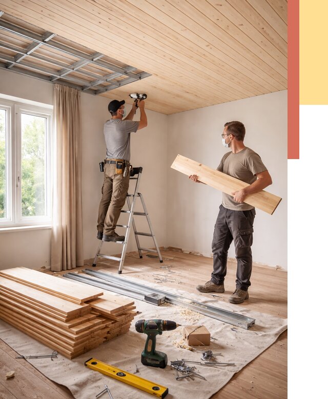 Монтаж потолка из вагонки в Магадане от 6645 руб. | Быстро и недорого — ОТДЕЛОЧНИК-Мгд