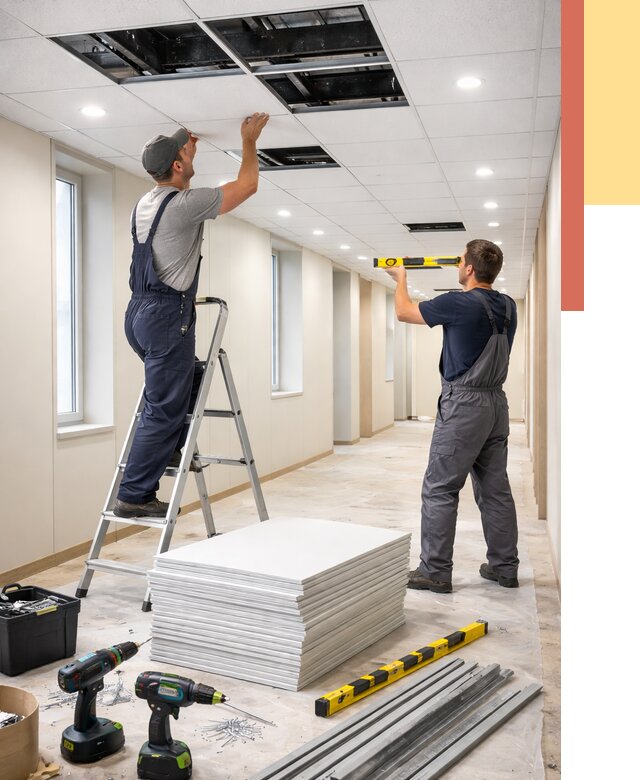 Ремонт потолка Армстронг в Магадане от 4600 руб. — быстро и недорого | ОТДЕЛОЧНИК-Мгд