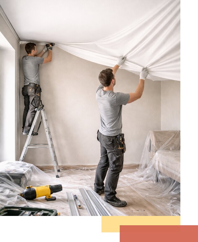 Монтаж тканевого натяжного потолка в Магадане недорого и быстро