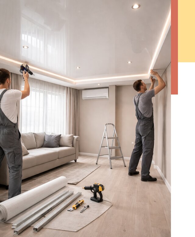 Монтаж глянцевого натяжного потолка в Магадане от 767 руб. под ключ | ОТДЕЛОЧНИК-Мгд