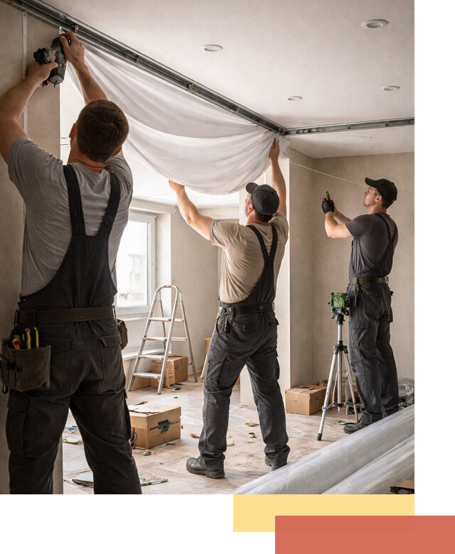 Монтаж парящего натяжного потолка под ключ в Магадане