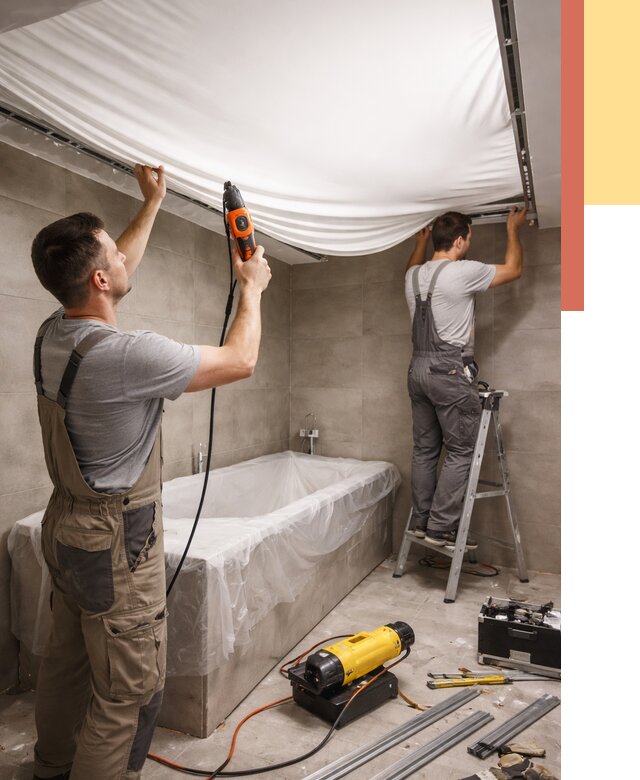 Монтаж натяжного потолка в ванной в Магадане от 1227 руб. под ключ | ОТДЕЛОЧНИК-Мгд