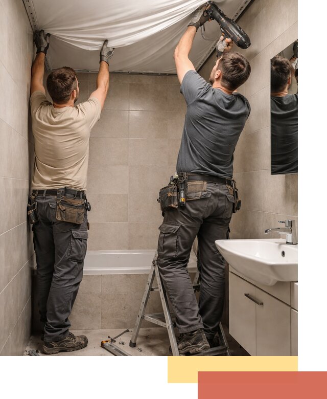 Монтаж натяжного потолка в ванной в Магадане быстро и качественно