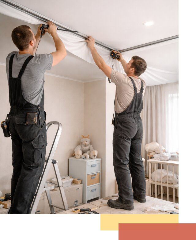 Монтаж натяжного потолка в детской комнате в Магадане