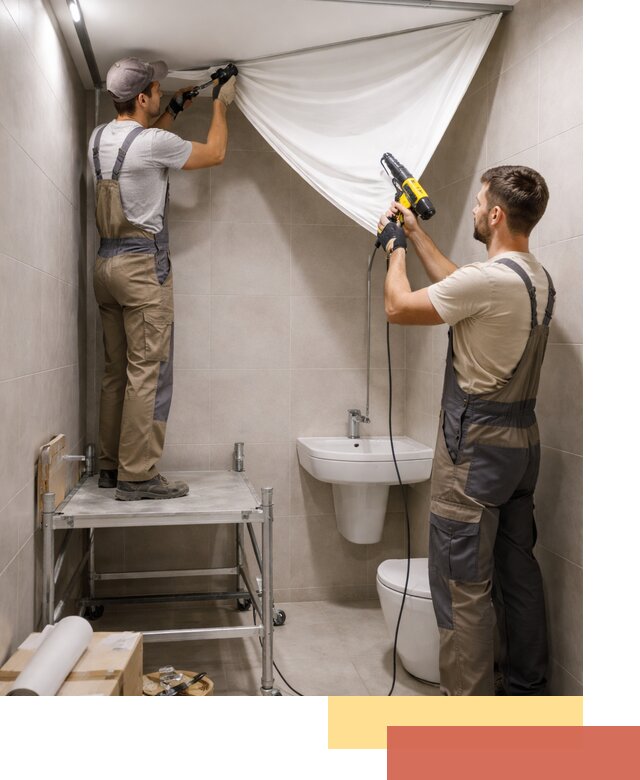 Монтаж натяжного потолка в санузле в Магадане