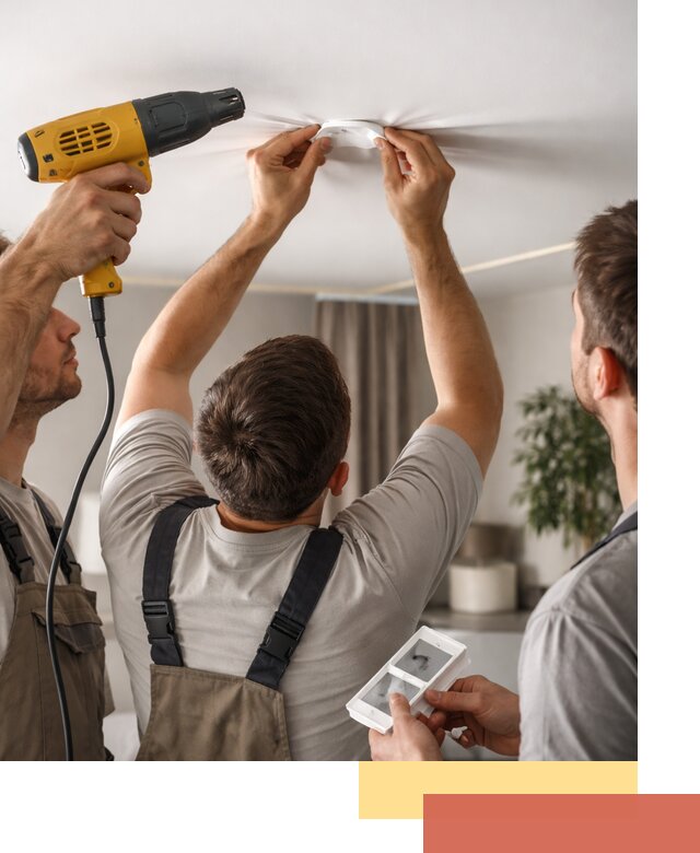 Ремонт прокола полотна натяжного потолка в Магадане